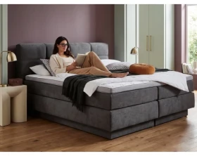 Postel boxspring Portage 160x200 cm, antracitová látka
