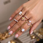Royal Fashion prsten 14k zlato Vermeil GU-DR20232R-ROSEGOLD-MOONSTONE-TOPAZ Velikost: 9 (EU: 59-60)