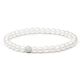 Perlový náramek se zirkony Rosie - sladkovodní perla, Ag 925/1000, 19 cm Bílá