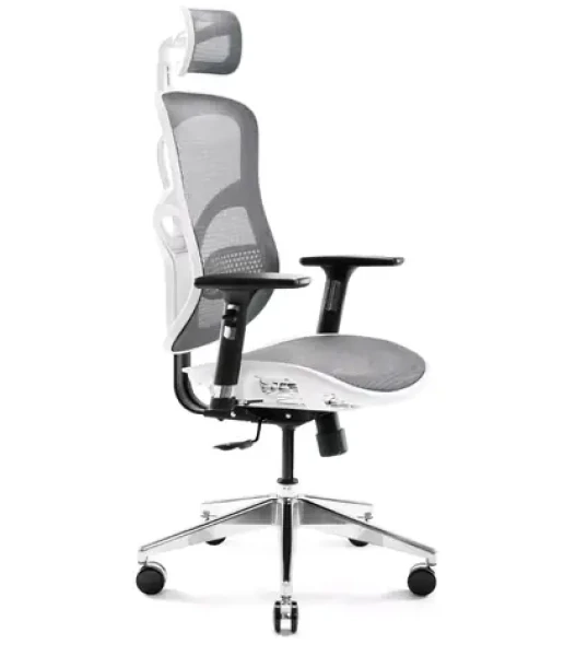Diablo V-Basic bílo-šedá / ergonomická židle / nastavitelná / síťovaná / pojezdová kolečka / nosnost 150 kg (V-BASICBIASZ)