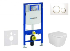 GEBERIT - Duofix Set předstěnové instalace, klozetu Arkas I sedátka softclose, tlačítko Sigma20, bílá/pozlacená SANI11CA3154