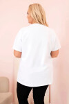 Dámská bavlněná halenka Plus Size s kamínky bílá + khaki UNI