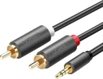 UGREEN Kabel Jack 3,5mm - 2x RCA (Cinch) černá / Audio kabel / Jack 3,5mm - 2x RCA / 1 m (UGR650BLK)