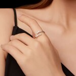 Stříbrný prsten s perlou a MOISSANITEM + CERTIFIKÁT, nastavitelná Stříbrná certifikát GRA, hadřík na čištění stříbra, dárková krabička