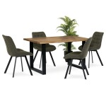 Židle jídelní, zelená látka, nohy černý kov