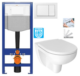 CERSANIT předstěnový instalační systém s bílym tlačítkem K97-516 + WC JIKA LYRA PLUS RIMLESS + SEDÁTKO DURAPLAST SLOWCLOSE K97-526 516 LY2