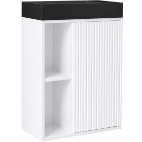 CERANO - Umyvadlová skříňka pro WC Sofia - bílá matná + umyvadlo z litého mramoru Sofia - černá matná - 50x70x25 CER-455058