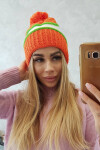 Kinga dámská čepice K297 oranžová+zelená neon+bílá UNI