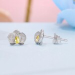 Elenys stříbrné pozlacené náušnice Orchidej 18K bílé zlato
