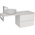 CERANO Koupelnová skříňka Carole - bílá matná rýhovaná + deska pod umyvadlo z lit. mramoru Elanys - 12 mm + konzole chrom - 160x46x49,2 cm - 461933