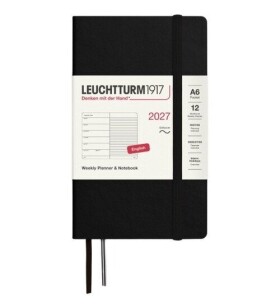 Týdenní plánovač & Zápisník Black, Pocket A6 2027, Softcover, anglicky