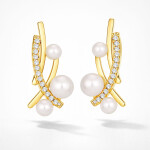 Náušnice s perlami Georgette, Zlatá Bílá