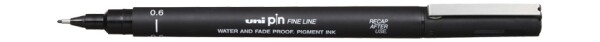 UNI PIN 06 liner 0,6 mm černý voděodolný uni pin 06 fineliner 0,6mm černý technické pero liner voděodolný světlostálý super ink na kreslení psaní silnější linka