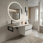 CERANO - Koupelnová skříňka Velora - bílá matná, úchytka černá + deska pod umyvadlo Navira Slim - 18 mm + konzole černá - 140x54,8x46,5 CER-668048