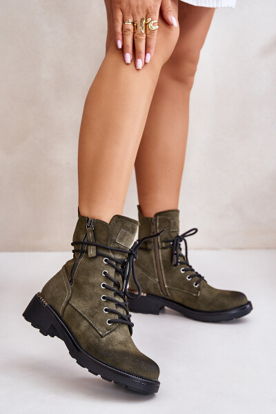 Vysoké boty worker s zipy tmavě béžové Maisa 36