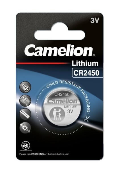 Camelion lithiová knoflíková baterie - CR2450 (DL2450, 5029LC, E-CR2450), 3V
