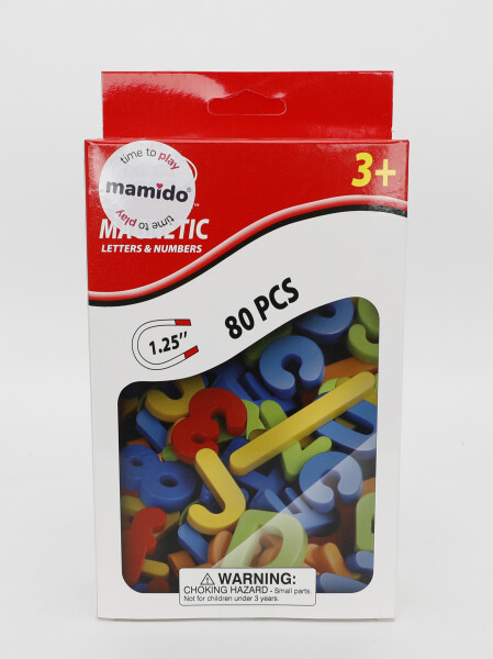 Mamido Barevná magnetická písmena a čísla 80 dílů, velikost 3,1 cm MT1526