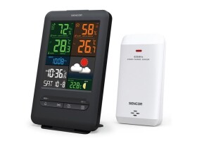 SENCOR SWS 7300 Meteostanice černá / barevný LCD / bezdrátové čidlo (8590669296873)