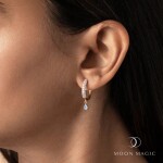 Royal Fashion náušnice 14k zlato Vermeil GU-DR23087E-ROSEGOLD-MOONSTONE-TOPAZ