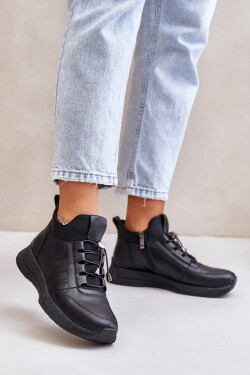 Zateplené Sportovní Kožené Boty Na Zip Černé Artiker 55C0041 38