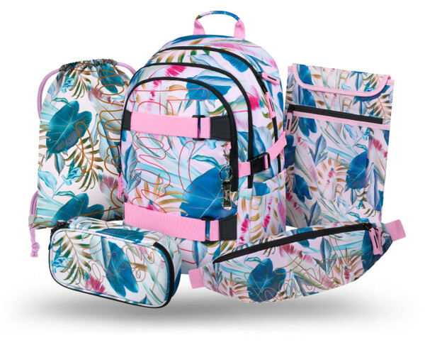 5 SET Skate Leafs: batoh, penál, sáček, ledvinka, obal na notebook