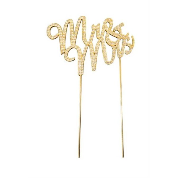 Dortisimo Zápich do dortu kovový zlatý Mr & Mrs