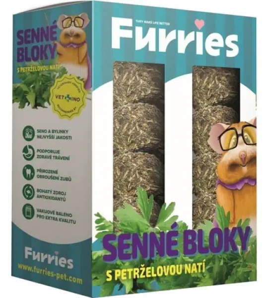 Furries senné bloky z českých luk s petrželovou natí 800 g / Seno pro hlodavce / Bezprašné (352023)