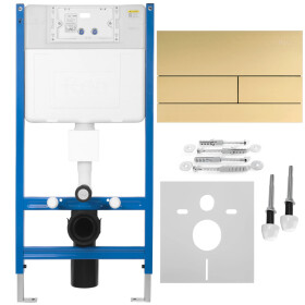 REA/S - Podomítkový WC systém K011A-Q + tlačítka T Brush Gold KPL-E0055