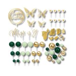 Dortisimo Zápich do dortu Happy Birthday s motýly a koulemi (41 ks)