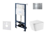 Kielle - Genesis New Set předstěnové instalace, klozetu Arkas I, Vortex Rimless+, sedátka softclose a tlačítka Gemini New III, lesklý chrom 30528SS80