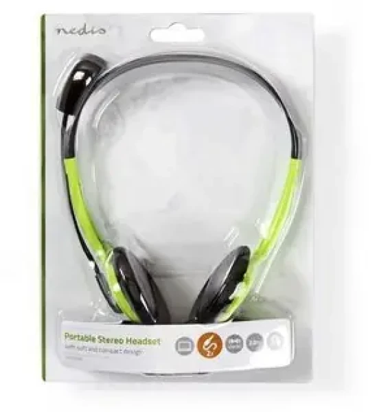 Nedis PC sluchátka zelená (CHST100GN) / Sluchátka / Stereo / Na uši / 2x jack 3,5 mm / Skládací mikrofon (CHST100GN)