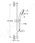 GROHE - Vitalio Start Set sprchové hlavice, tyče a hadice, 3 proudy, chrom 26956001