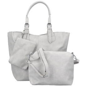 Trendy dámský koženkový set kabelek Catia, světle šedý