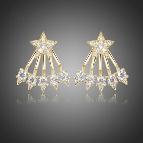 Náušnice Swarovski Elements Stella Gold - hvězda, Bílá/čirá
