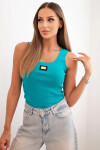Dámská pruhovaná top na ramínkách s ozdobnou nášivkou tmavě mátová UNI