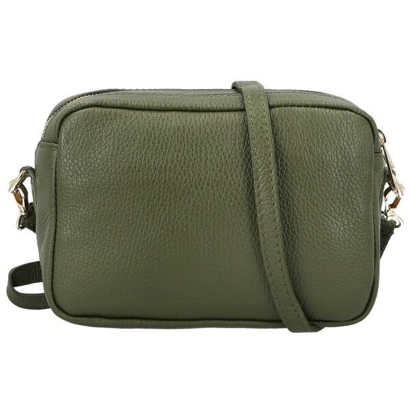 Módní dámská kožená crossbody kabelka Elpida, tmavě zelená