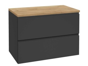 Kielle - Oudee Skříňka včetně desky pod umyvadlo 80x55x46 cm, matná černá/zlatý dub 50002S824