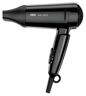 Braun Satin Hair 3 StyleGo HD350 černá / Fén na vlasy / 1600 W / Ionizace / sklopná rukojeť / 2 teploty / koncentrátor (3030050182354)