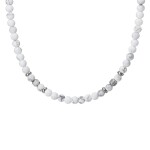 Pánský korálkový náhrdelník Angelo - 6 mm přírodní bílý howlit, Bílá/čirá 55 cm