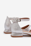 Dětské Lesklé Sandálky Na Nízkém Podpatku Stříbrné Nelly 35