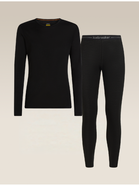 Pánské merino set triko + spodky ICEBREAKER Mens 175 Everyday LS Crewe and Leggings Set, Black velikost: XL