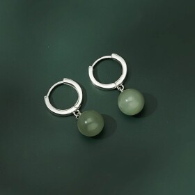 Stříbrné náušnice s 10 mm jadeitem Adia - stříbro 925/1000, Zelená