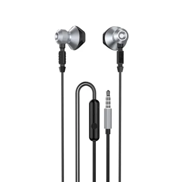 Dudao X2C Metal drátová sluchátka do uší šedá / s mikrofonem / 3.5 mm jack (71790)