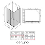 CERANO - Sprchový kout Volpe L/P - 6 mm - černá matná, transparentní sklo - 80x100x190 - zalamovací CER-427324
