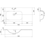 MEXEN - Vela umyvadlo zapuštěné do desky levá 91 x 46,5, bílá mat 25239001L