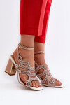 Sandály na podpatku CR952 béžovo-růžové - Step in style 39