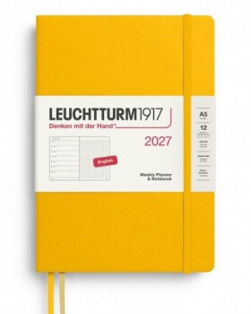 Týdenní plánovač Zápisník Sunflower, tečkovaný Medium A5 2027, anglicky