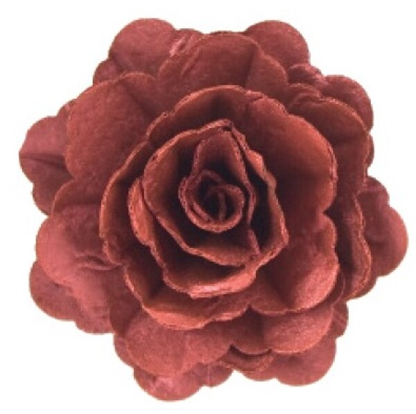 Dekorace oplatková - Růže velká 55 mm, burgundy perleť, 15 ks