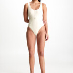 Dámské jednodílné plavky Monogram Rib KW0KW02151-PGA - Calvin Klein L