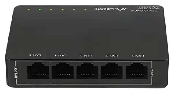 Lanberg DSP3-1005-60W černá / Switch / 5x GbE / 4x PoE+ 802.3at / 60W (DSP3-1005-60W)
